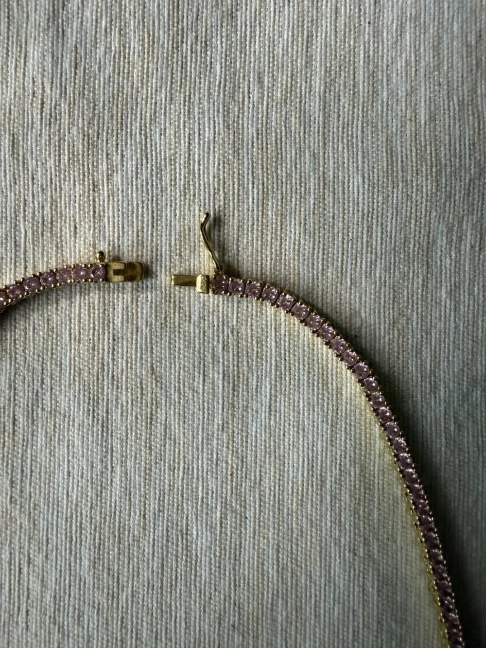 OBJKTS cubic zirconia PINK necklace WORN ONCE 40cm length